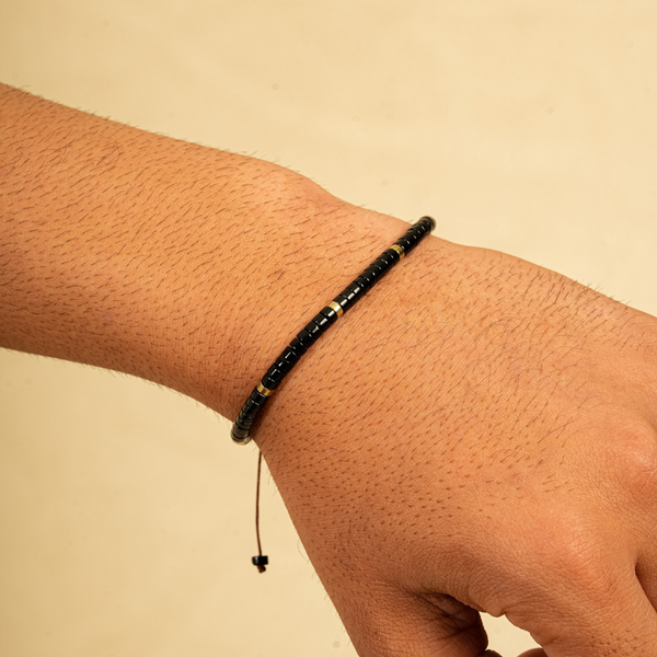 Black Onyx Natural Stone Bracelet for Stone of Protection, Strength & Focus