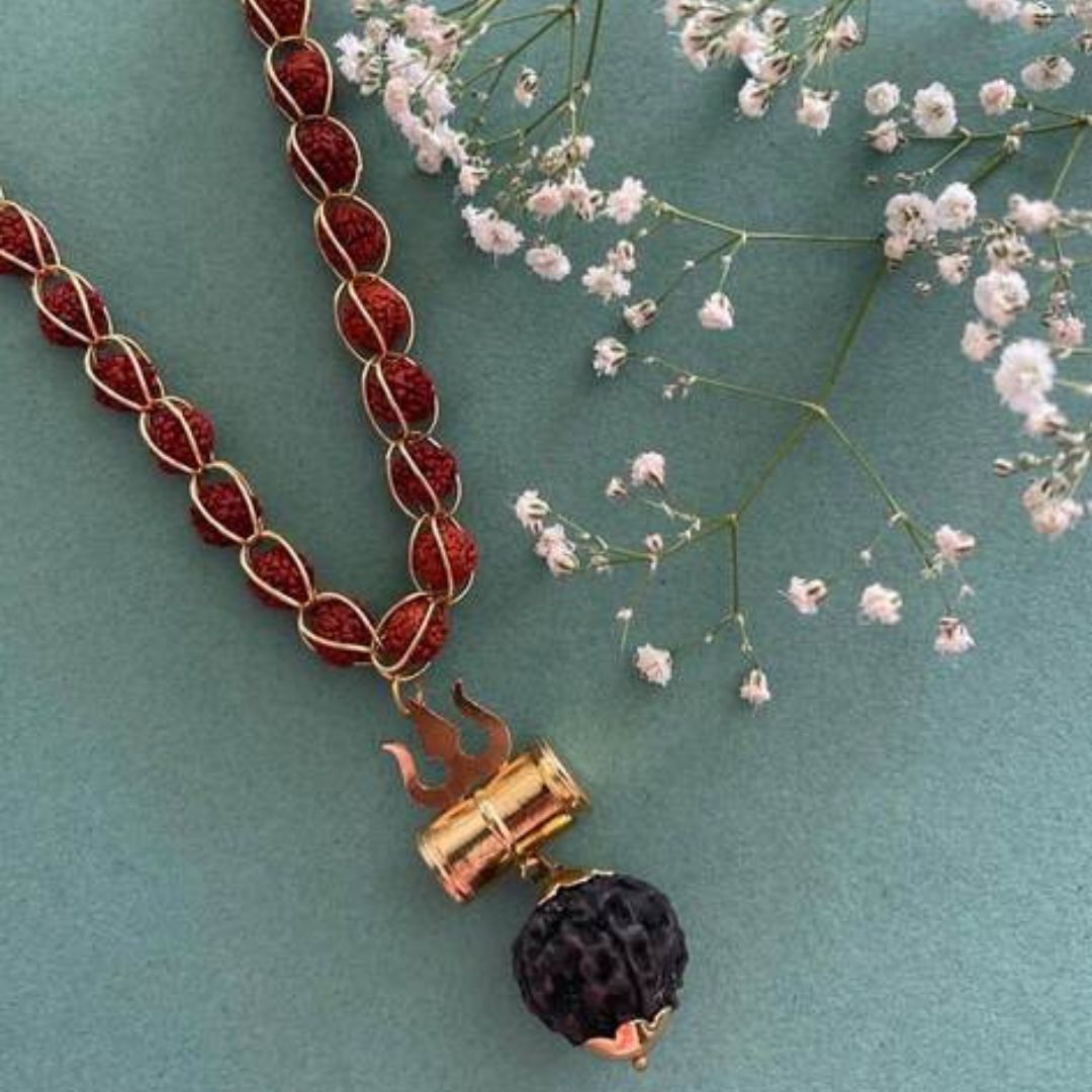 Gold Plated Rudraksha Necklace