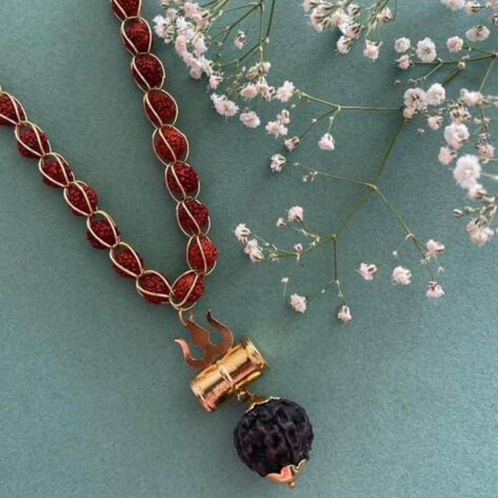 Gold Plated Rudraksha Necklace - Soultheory certified