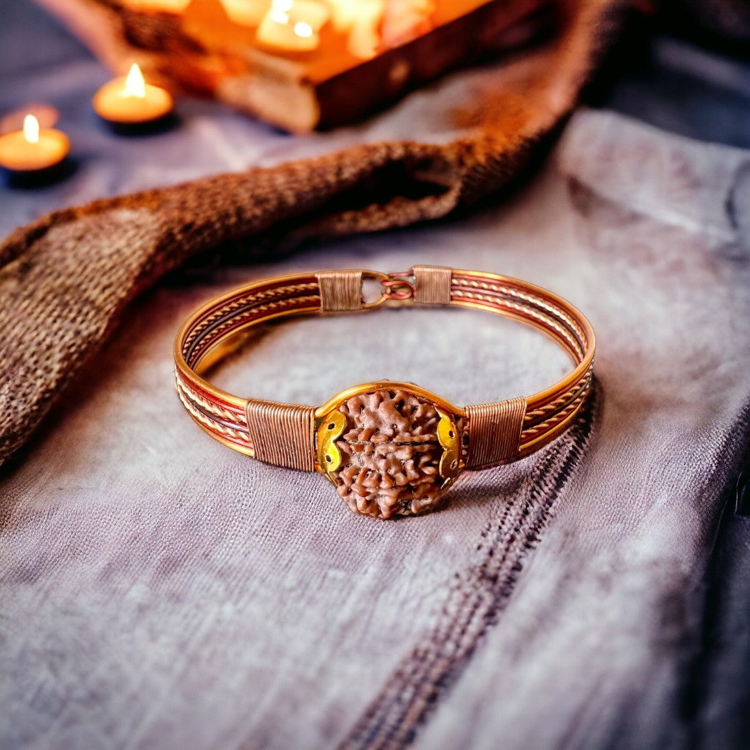 8 Mukhi Original Pure Copper Rudraksha Bracelet - Aath Mukhi