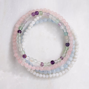 Aquarius Zodiac Energy Stone Stack of 4 Bracelet