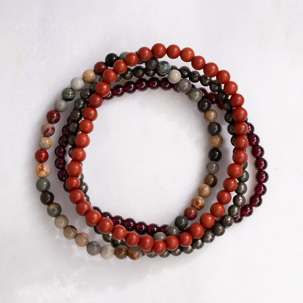 Aries Zodiac Energy Stone Stack of 4 Bracelet