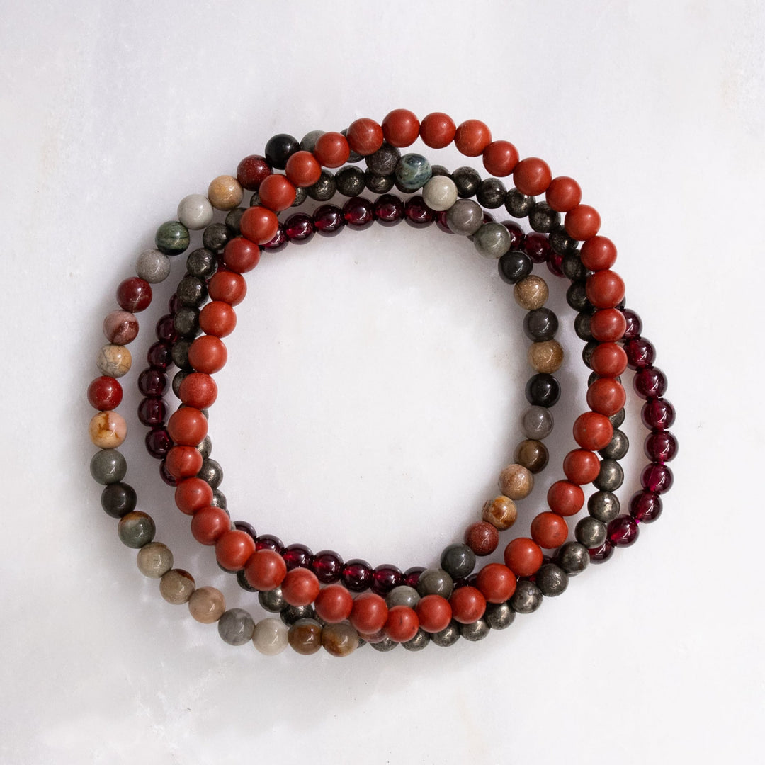 Aries Zodiac Energy Stone Stack of 4 Bracelet
