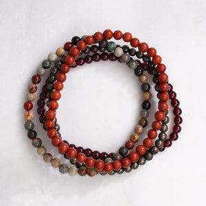 Aries Zodiac Energy Stone Stack of 4 Bracelet