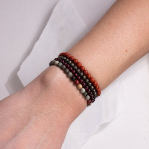 Aries Zodiac Energy Stone Stack of 4 Bracelet