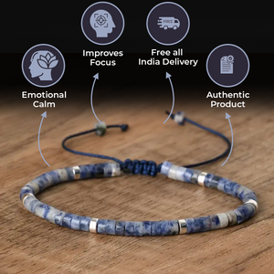Blue Dot Natural Stone Bracelet For Focus, Protection, and Inner Calm