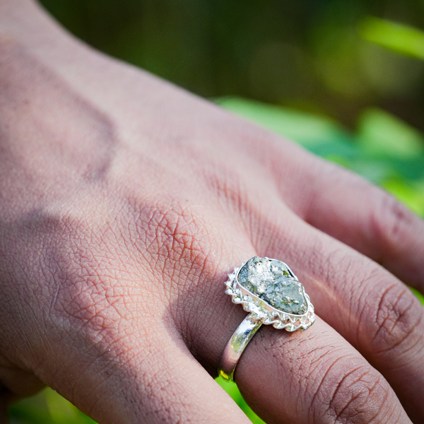 Natural Pyrite Stone Ring - Financial Abundance