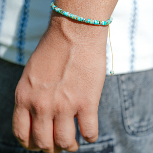 Blue imperial Jasper Natural Stone Bracelet For Stress Relief, Protection, and Spiritual Growth