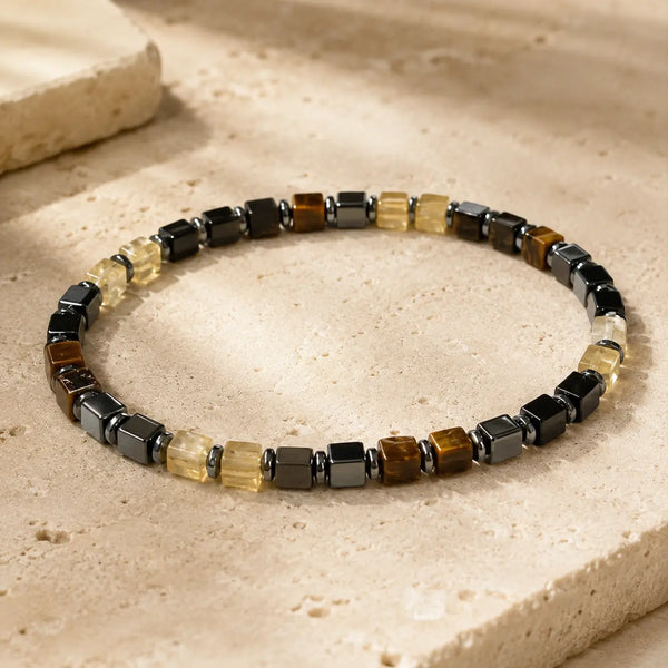 Quadruple Protection Black Obsidian, Hematite, Tiger Eye and Citrine Bracelet