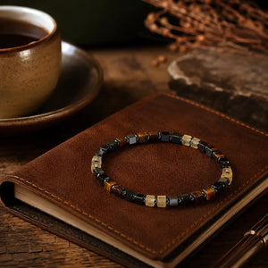 Quadruple Protection Black Obsidian, Hematite, Tiger Eye and Citrine Bracelet