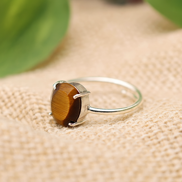 Natural Tiger Eye Stone Ring Adjustable Universal Size