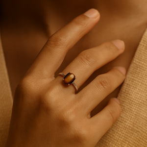 Natural Tiger Eye Stone Ring Adjustable Universal Size