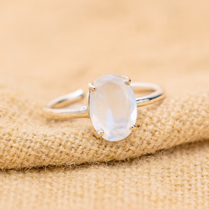 Natual Moonstone Glow Ring (Adjustable)