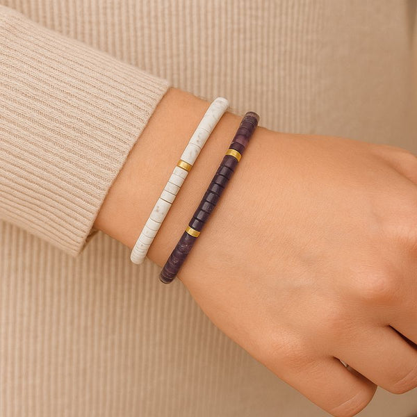 Deep Healing Combo – Howlite Bracelet x Amethyst Bracelet x Selenite Recharging Plate