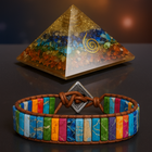 Chakra Balancing Master Kit Combo – 7 Chakra Jasper Wrap Bracelet x 7 Chakra Energy Pyramid