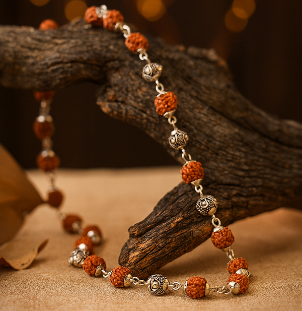 Rudraksha Vel Mala Gold Silver Plated