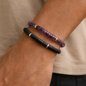 Black Onyx Protection Bracelet x Amethyst Calm & Intuition Bracelet Combo