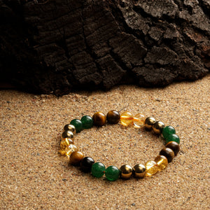 Natural Money Magnet Bracelet - Pyrite, Tiger Eye, Citrine & Aventurine with Certificate