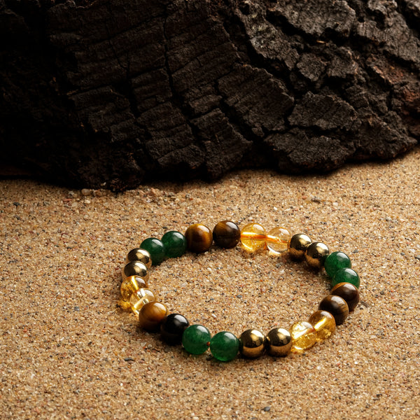 Natural Money Magnet Bracelet - Pyrite, Tiger Eye, Citrine & Aventurine with Certificate
