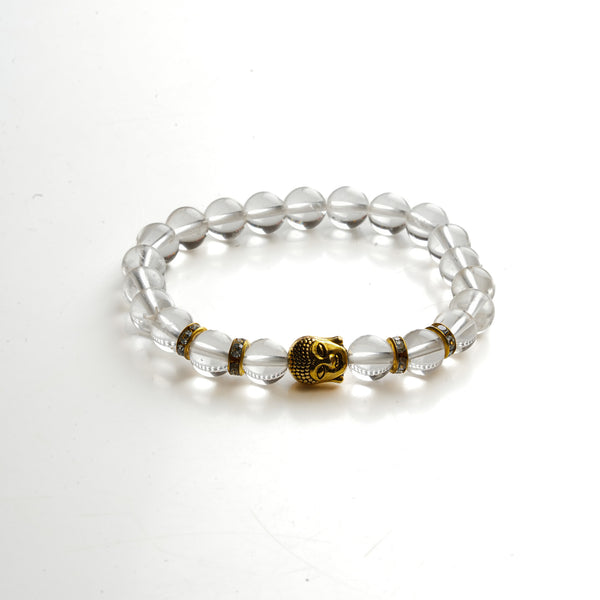 Clear Quartz (Sphatik) Natural Stone Buddha Bracelet