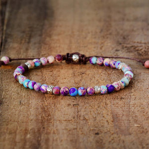 Tibetan Energy Purple Imperial Jasper Natural Stone Bracelet