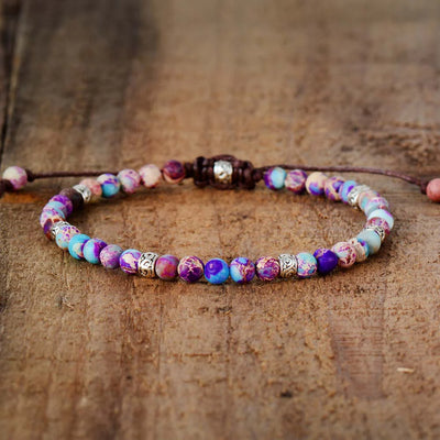 Tibetan Energy Purple Imperial Jasper Natural Stone Bracelet - Soultheory certified