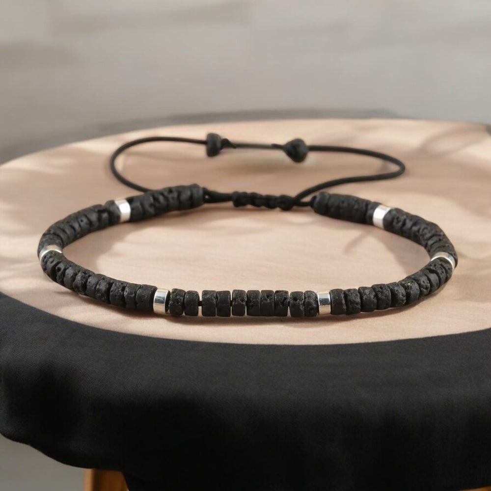 Lava Rock Natural Stone Bracelet for Grounding, Strength, and Energy