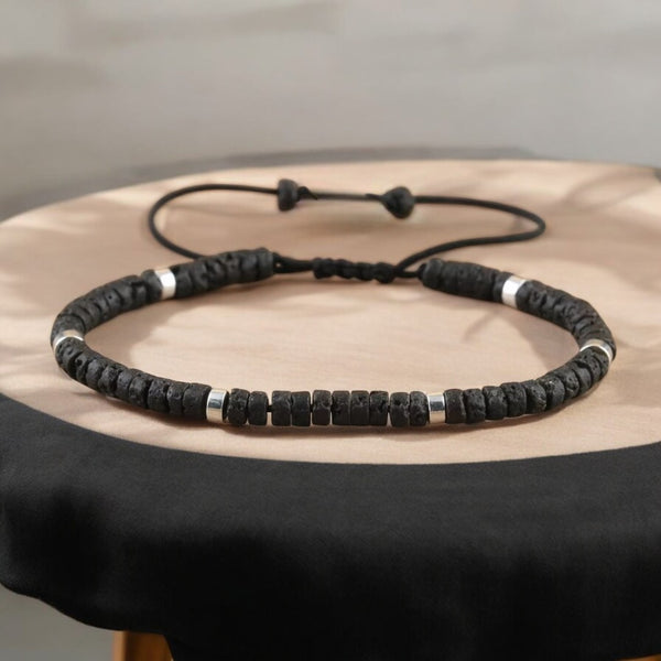 Lava Rock Natural Stone Bracelet for Grounding, Strength, and Energy