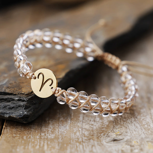 Aries Zodiac Symbol Sign Energy Stone Bracelet