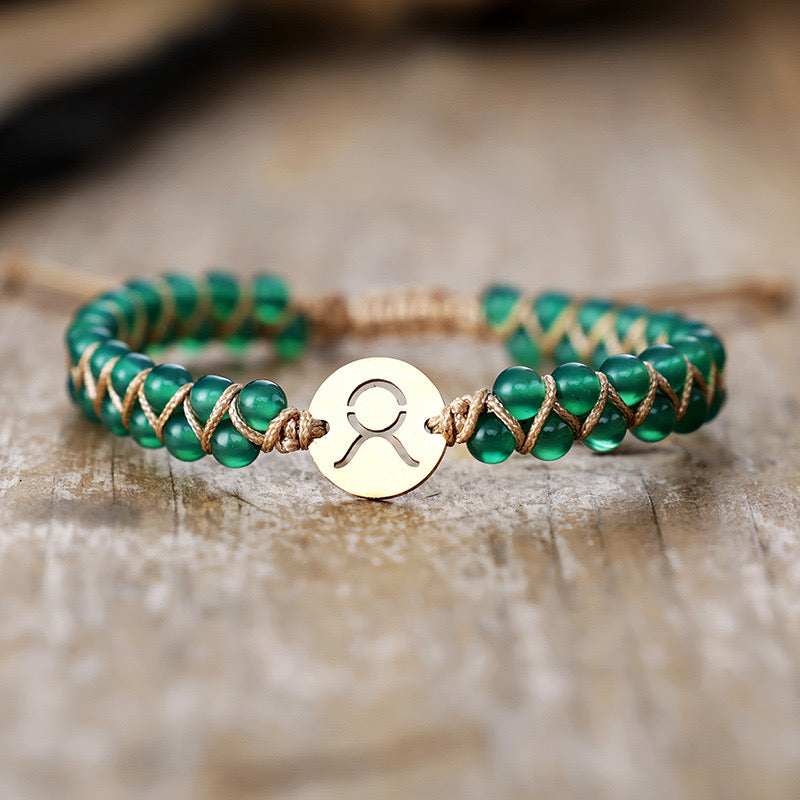 Taurus Zodiac Symbol Sign Energy Stone Bracelet
