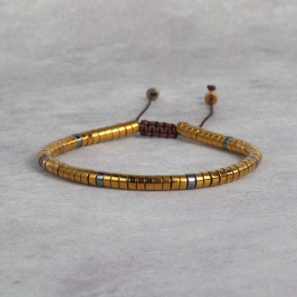 Hematite Gold Natural Stone Bracelet for Grounding, Focus, and Protection