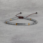 Hematite Silver Natural Stone Bracelet for Grounding, Focus, and Protection