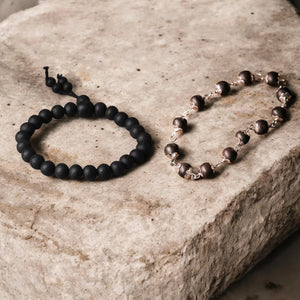 Karungali Ebony Wood Bracelet x Karungali Silver Plated Bracelet Combo