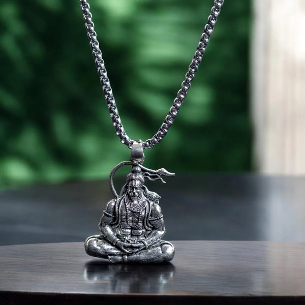 Meditating Hanuman Ji Pendant Necklace