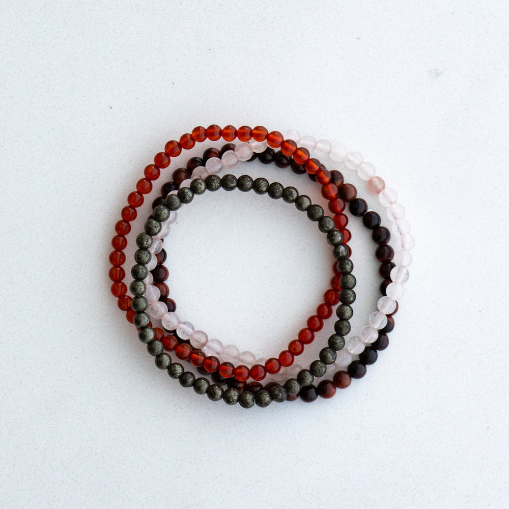 Leo Zodiac Energy Stone Stack of 4 Bracelet