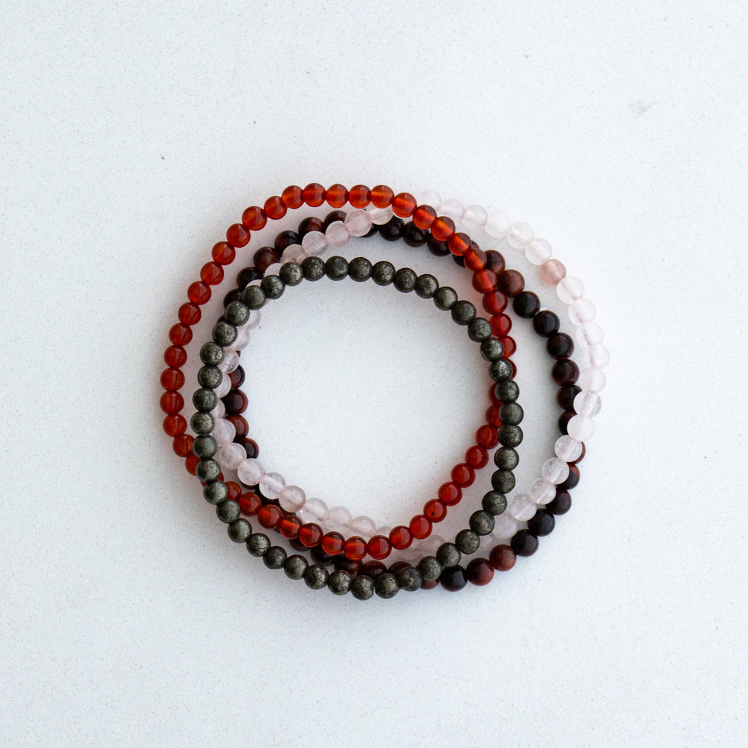 Leo Zodiac Energy Stone Stack of 4 Bracelet