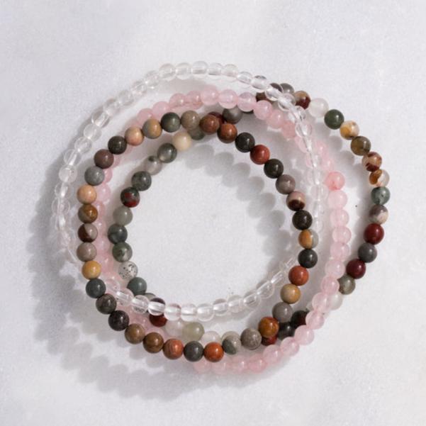 Libra Zodiac Energy Stone Stack of 4 Bracelet
