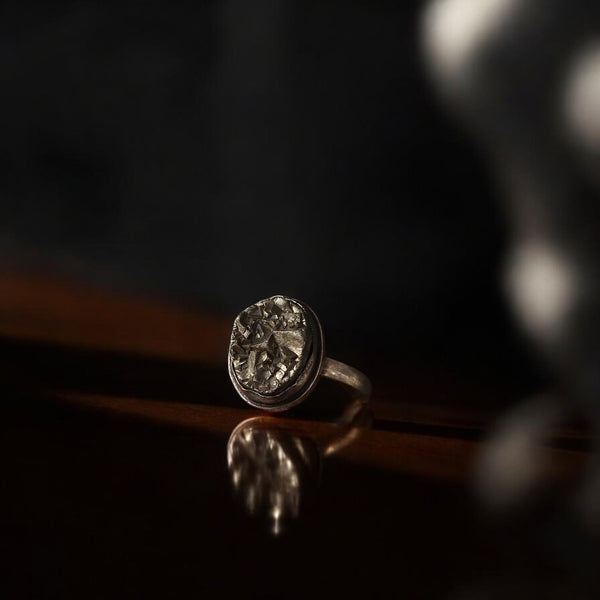 Natural Pyrite Stone Ring - Financial Abundance