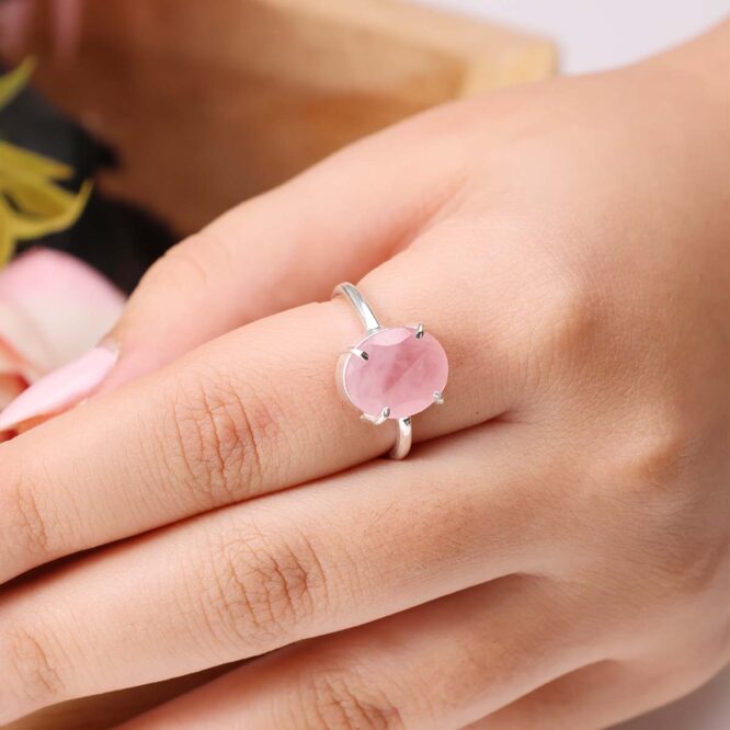 Natural Rose Quartz Stone Ring