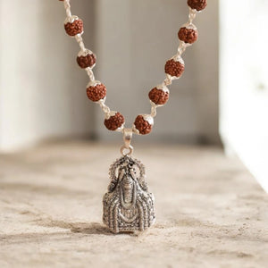 Somnath Rudraksha Mala Silver Plated with Pendant - Soultheory certified
