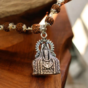 Somnath Rudraksha Mala Silver Plated with Pendant - detail view