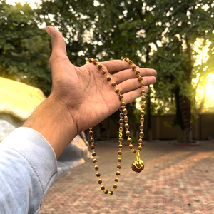 7 Mukhi Rudraksha Necklace Om Shree Design Gold Plated Original Nepali