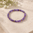 Amethyst 4mm Bead Bracelet with Gold Spacers