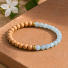 Aquamarine & Rosewood 6mm Bead Bracelet