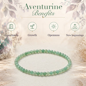 Aventurine benefits - opportunity, growth, openness and new beginnings - with the Aventurine 4mm Round Bead Bracelet