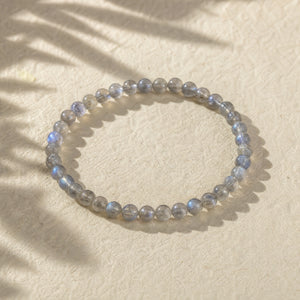 Soultheory Labradorite 4mm Round Bead Bracelet on cream handmade paper