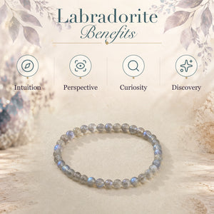 Labradorite benefits - intuition, perspective, curiosity and discovery - with the Labradorite 4mm Round Bead Bracelet