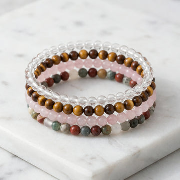Libra Zodiac Energy Stone Stack of 4 Bracelet