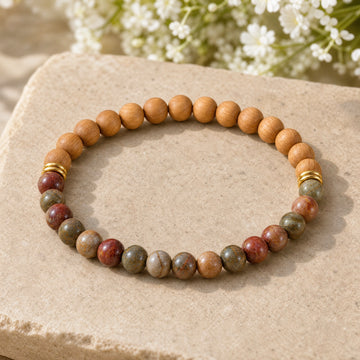 Picasso Jasper & Rosewood 6mm Bead Bracelet