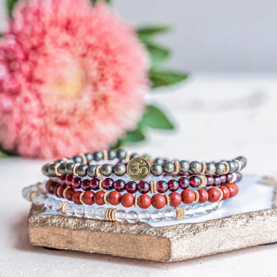 Soultheory Prosperity four-bracelet crystal stack, fine 4 mm hero photograph